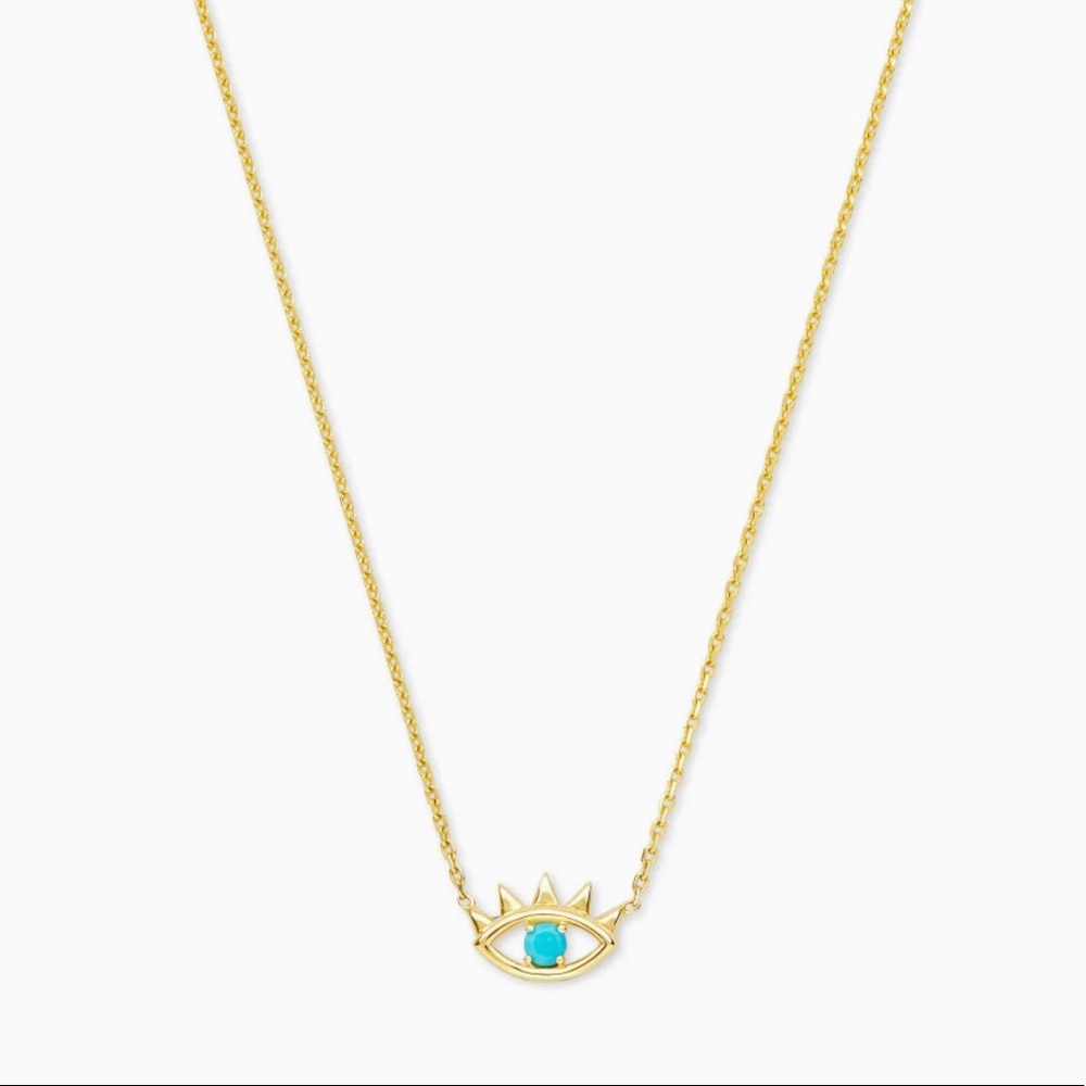 KENDRA SCOTT ADENA 14K YELLOW GOLD PENDANT NECKLACE IN TURQUOISE